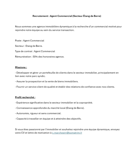 SOMATRIM RECRUTE !!!!