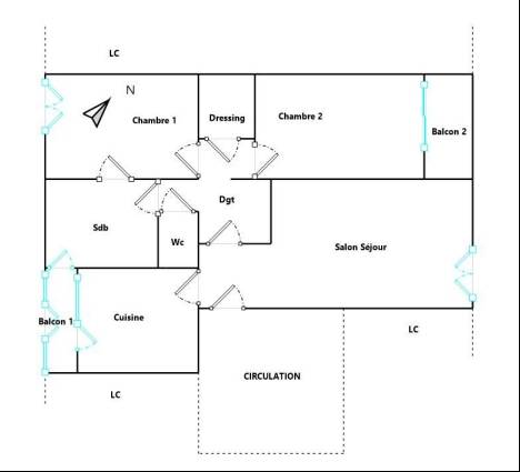 Appartement - 57,25 m² - 3 pièces